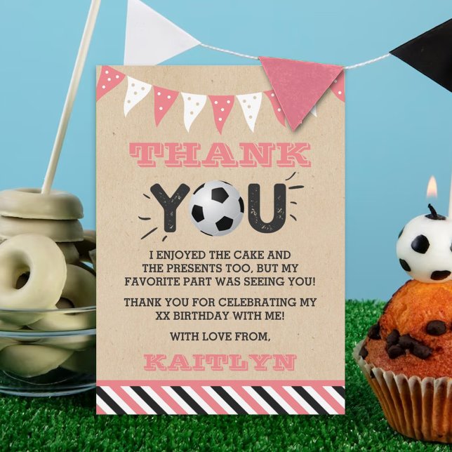 Soccer Ball Any Age Birthday Thank You Card (Creator Uploaded)