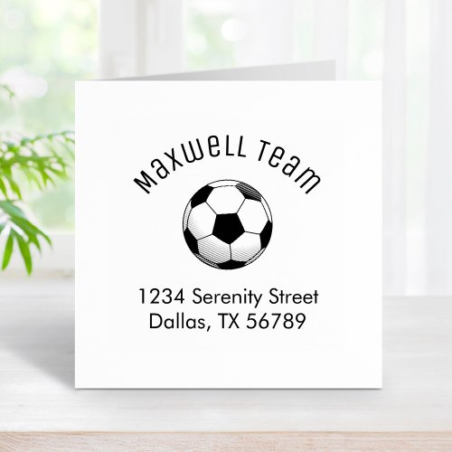 Soccer Ball Arch Family Address Rubber Stamp