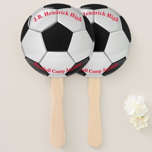 Soccer Ball Auction Paddle Hand Fan