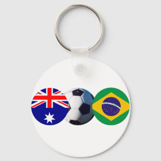 Soccer Ball Australia & Brazil Flag The MUSEUM Keychain