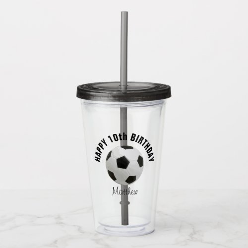 Soccer Ball Birthday Party Favor Acrylic Tumbler