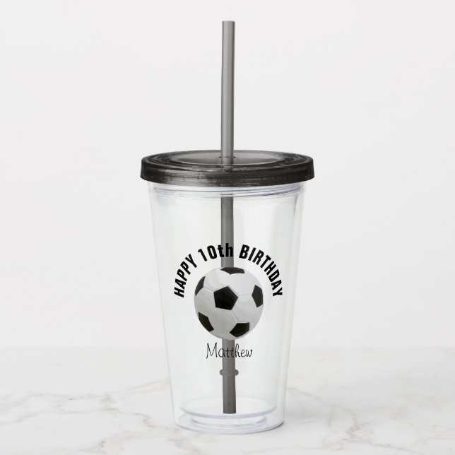 Soccer Ball Birthday Party Favor Acrylic Tumbler (Front)