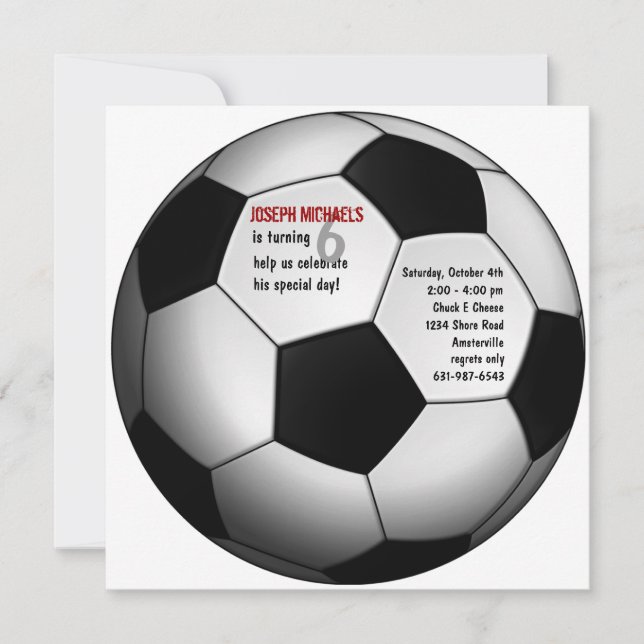 Soccer Ball Birthday Party Invitation (Front)