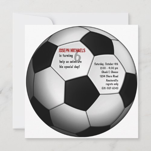 Soccer Ball Birthday Party Invitation