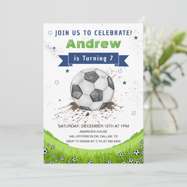 Soccer Ball Birthday Party Invitation (Standing Front)