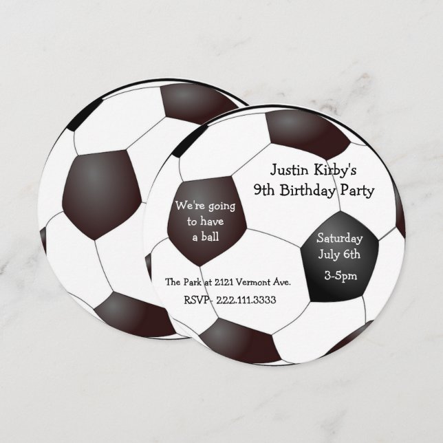 Soccer ball Birthday Party Invitation (Front/Back)