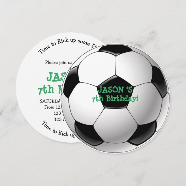 Soccer BALL Birthday Party kids invitation (Front/Back)