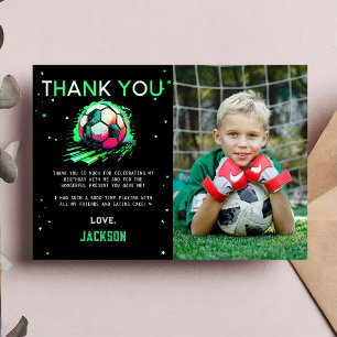 Soccer Ball Birthday Photo Thank You Card