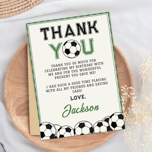 Soccer Ball Birthday Thank You Card