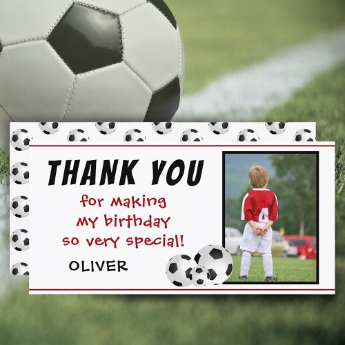 Soccer Ball Birthday Thank you Photo Card