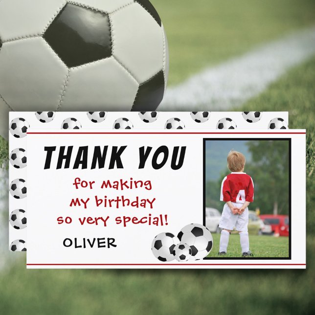 Soccer Ball Birthday Thank you Photo Card (Creator Uploaded)