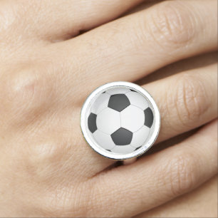 Soccer Ball Black and White Classic Ring