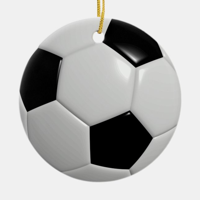 Soccer Ball | Black Ceramic Ornament (Front)