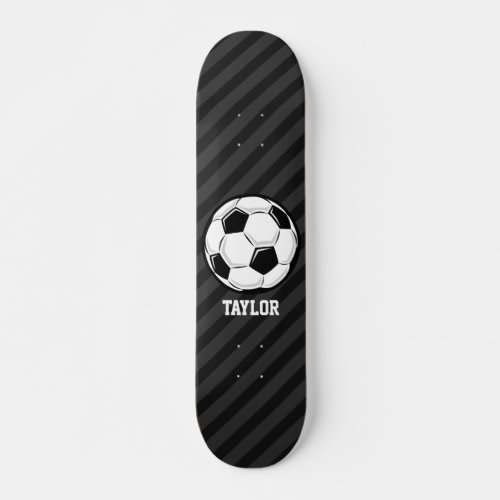 Soccer Ball Black  Dark Gray Stripes Skateboard Deck