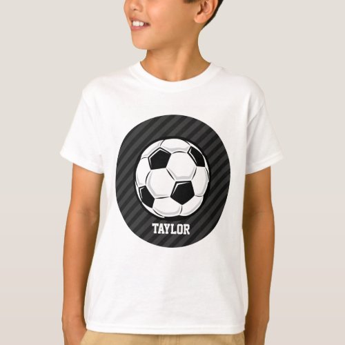 Soccer Ball Black  Dark Gray Stripes T_Shirt