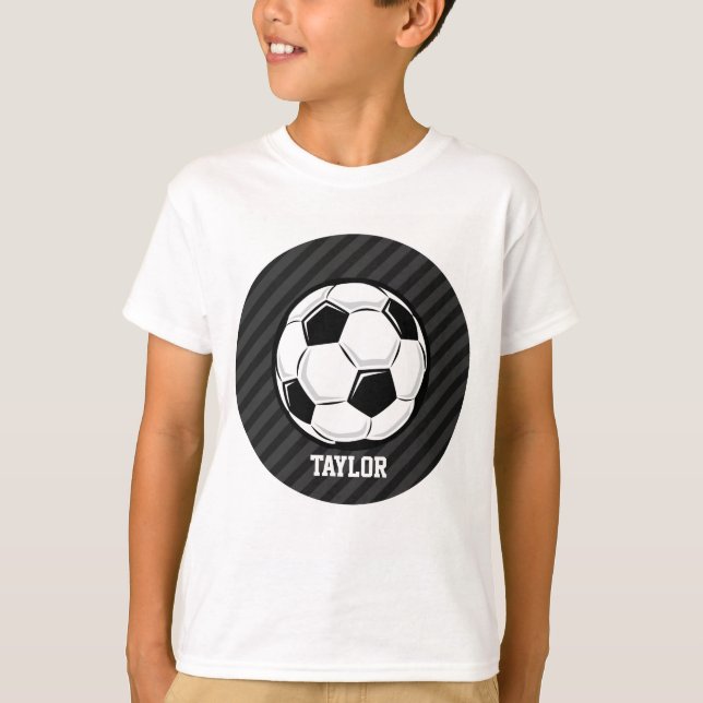 Soccer Ball; Black & Dark Gray Stripes T-Shirt (Front)
