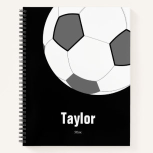 Soccer Ball Black White Name Date Spiral Notebook