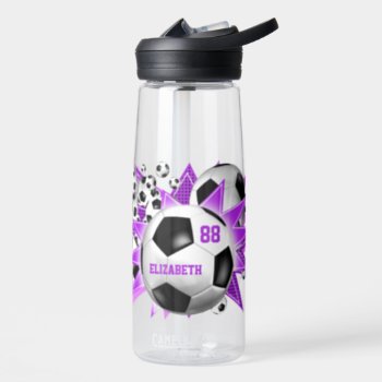 Soccer Ball Blowout Girls Soccer Accessories Water Bottle by katz_d_zynes at Zazzle