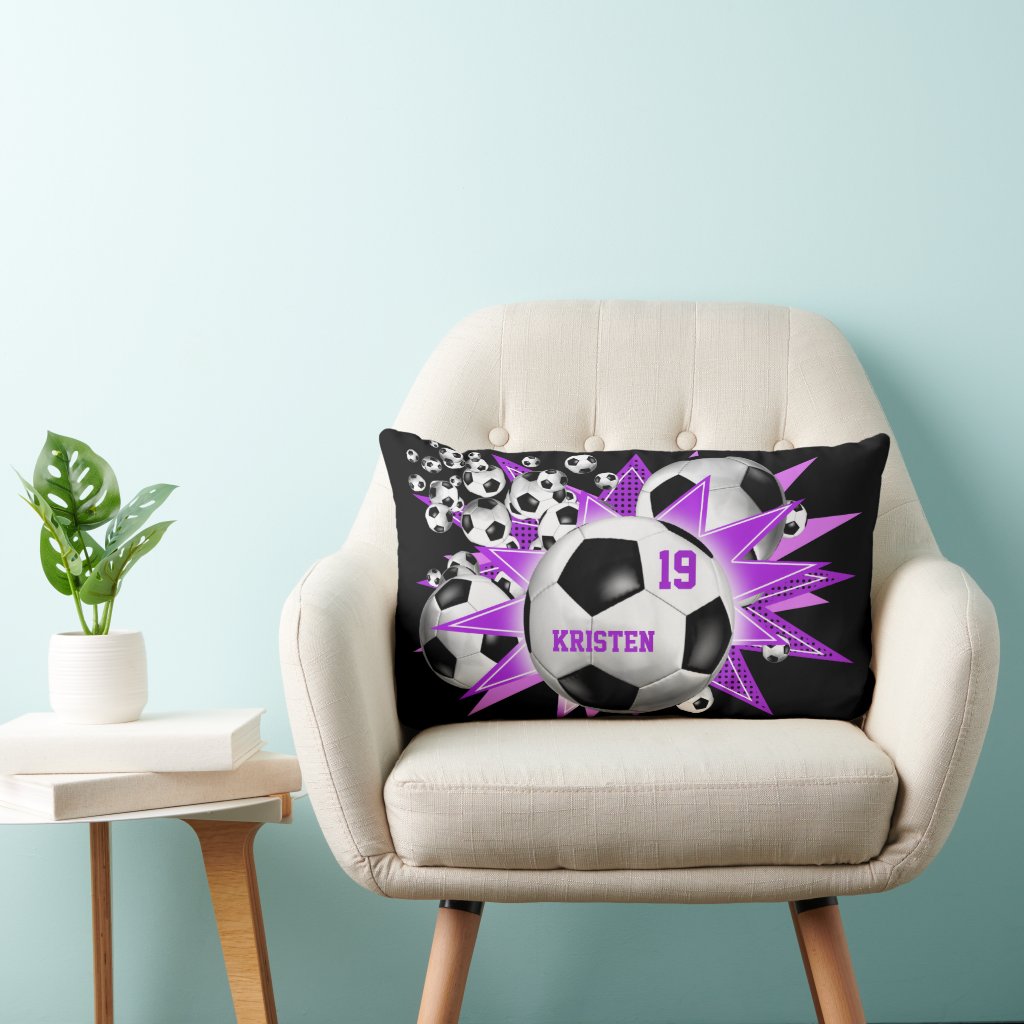 Soccer Ball Blowout Girls' soccer Lumbar Pillow