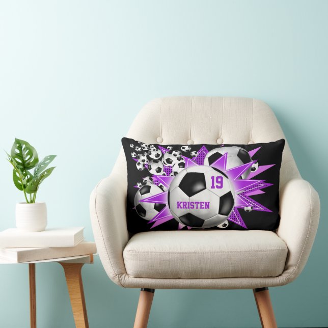 Soccer Ball Blowout Girls' soccer Lumbar Pillow (Chair)