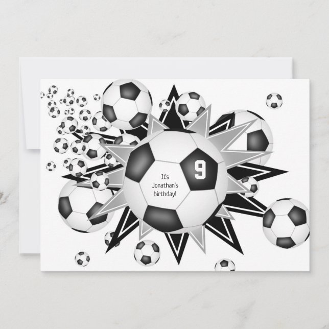 soccer ball blowout kids sports stars birthday  announcement (Front)