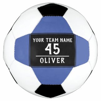 Soccer Ball Blue Black with Team Name Number
