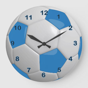 Soccer Ball   Blue Large Clock