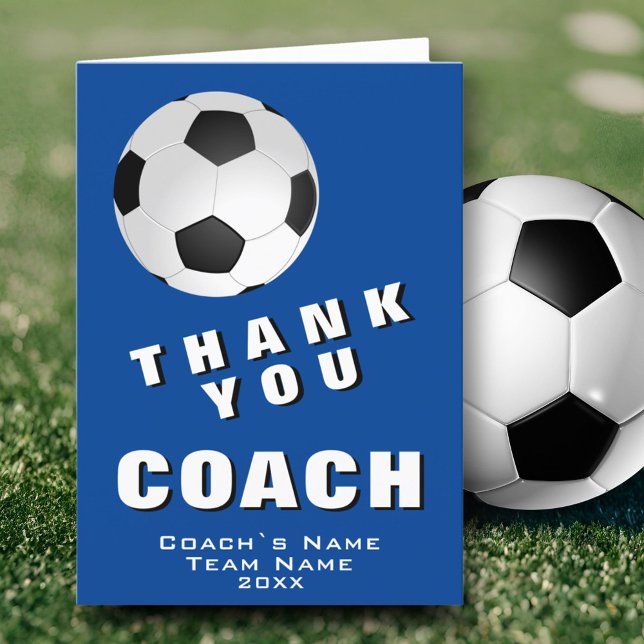 Soccer Ball Blue Thank you Coach Card (Creator Uploaded)