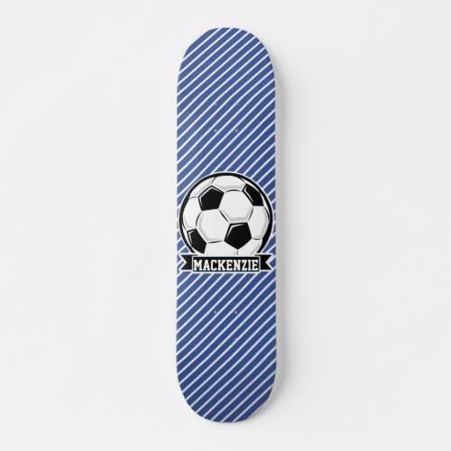 Soccer Ball Blue  White Stripes Sports Skateboard