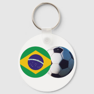 Soccer Ball & Brazil Flag The MUSEUM Zazzle Keychain