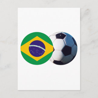 Soccer Ball & Brazil Flag The MUSEUM Zazzle Postcard