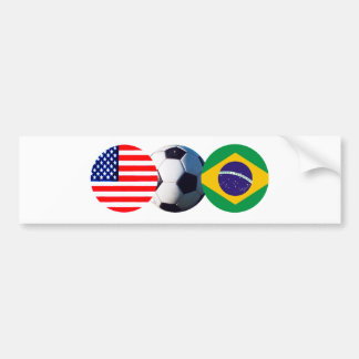 Soccer Ball Brazil & USA Flags jGibney The MUSEUM Bumper Sticker