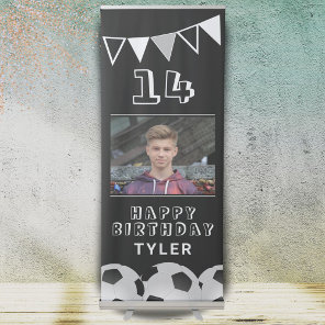 Soccer Ball Bunting Flags Photo Birthday Party Retractable Banner