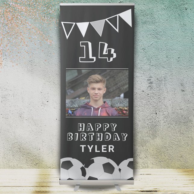 Soccer Ball Bunting Flags Photo Birthday Party Retractable Banner (Creator Uploaded)