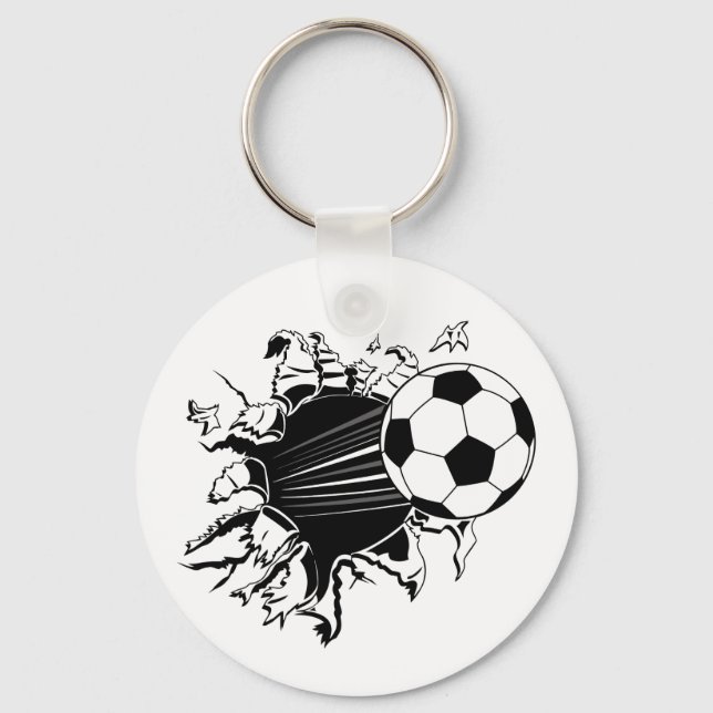 Soccer Ball Busting Out Keychain (Front)