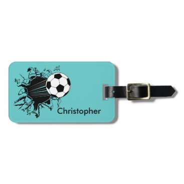 Soccer Ball Busting Out Personalized Luggage Tag