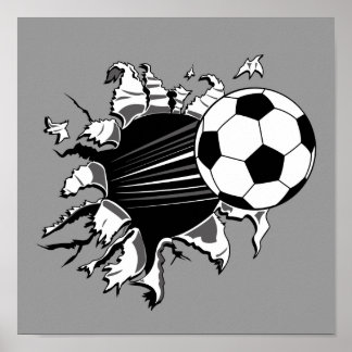Soccer Ball Busting Out Poster