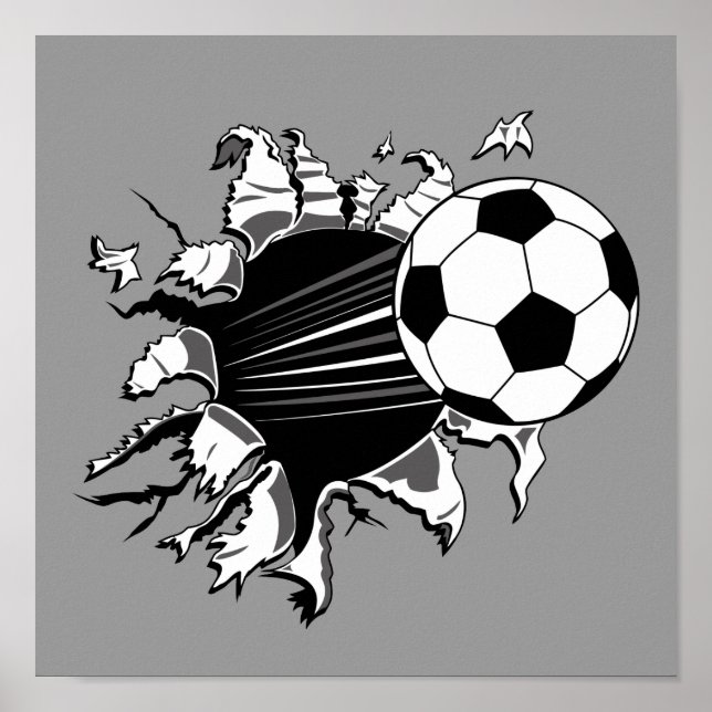Soccer Ball Busting Out Poster (Front)