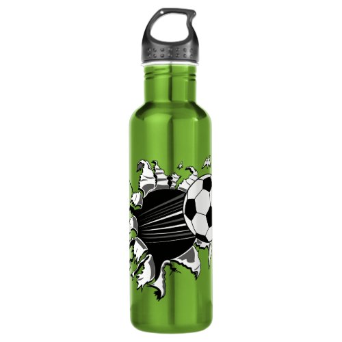 Soccer Ball Busting Out Stainless Steel Water Bottle