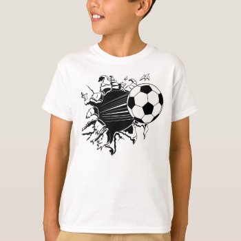 Soccer Ball Busting Out T-shirt by ironydesigns at Zazzle