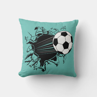 Soccer Ball Busting Out Throw Pillow