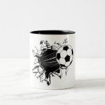 Soccer Ball Busting Out Two-tone Coffee Mug at Zazzle