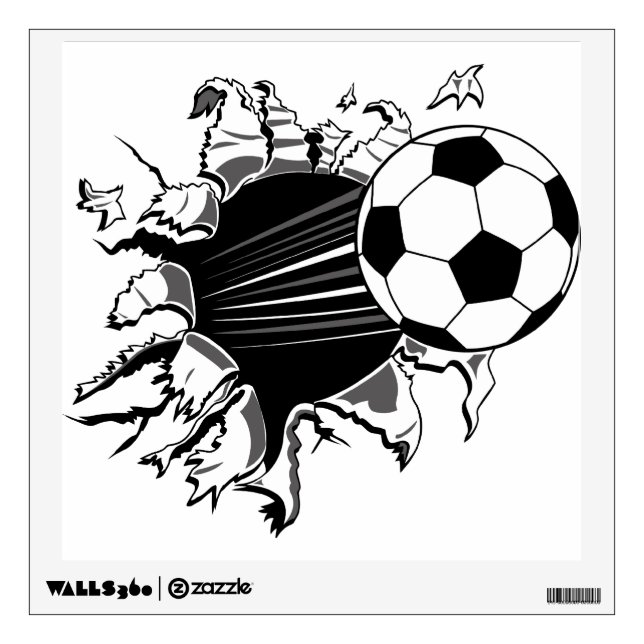 Soccer Ball Busting Out Wall Decal (Front)