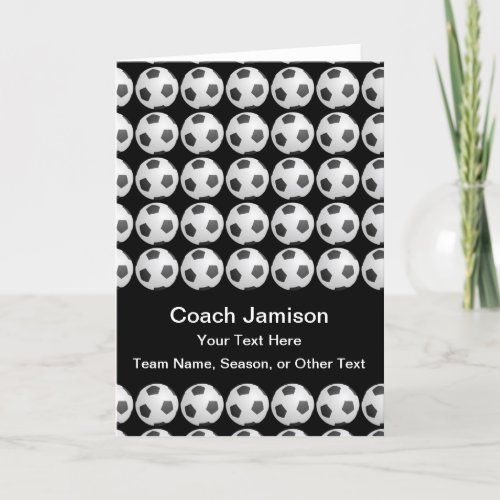 Soccer Ball Card for Coach Black Blank Inside