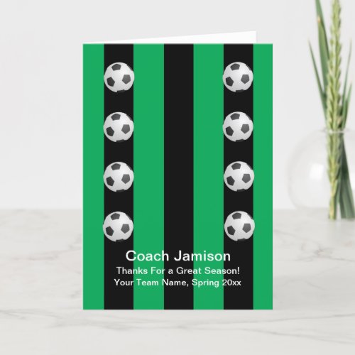 Soccer Ball Card for Coach Green Blank Inside