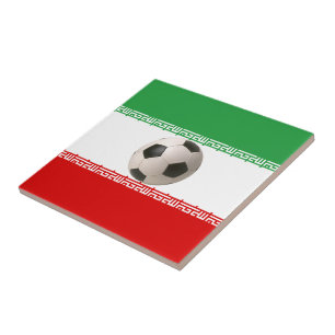 Soccer ball center of Iranian flag Ceramic Tile