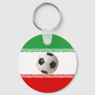 Soccer ball center of Iranian flag Keychain