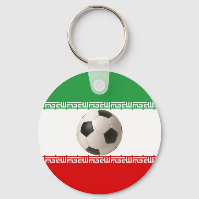 Soccer ball center of Iranian flag Keychain (Front)