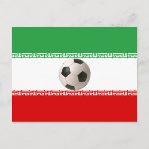 Soccer ball center of Iranian flag Postcard