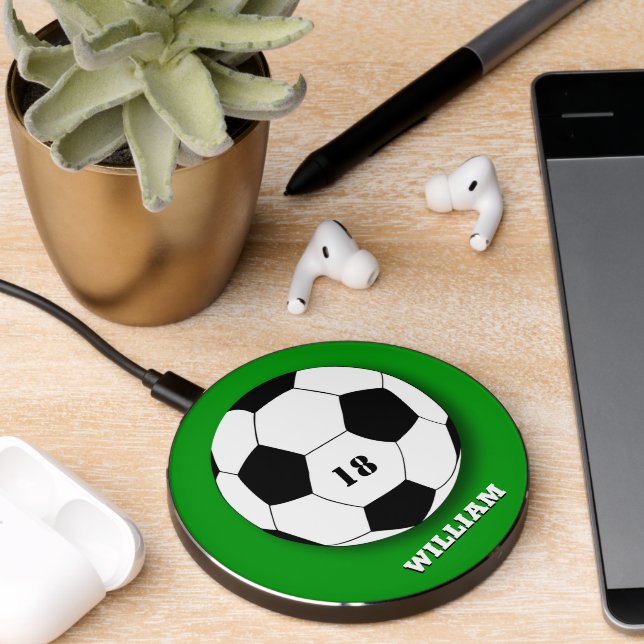 Soccer Ball Charger, Custom with Name & Number  Wireless Charger (Desk 2)